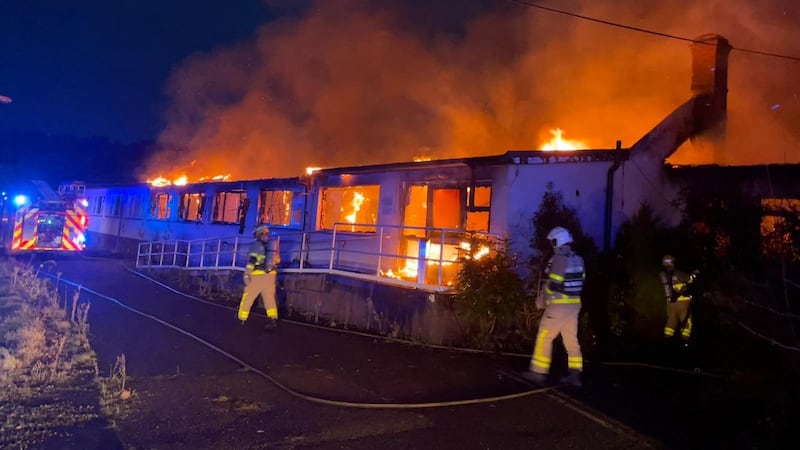Firefighters tackling a blaze at vacant buildings in Co Dublin
