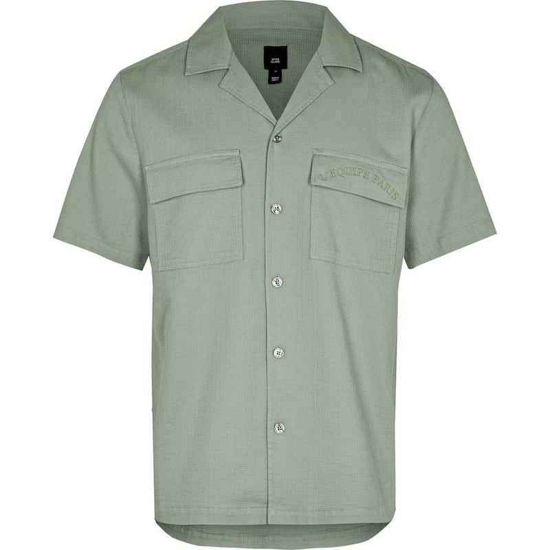River Island Green Short Sleeve Safari Shirt, &pound;28