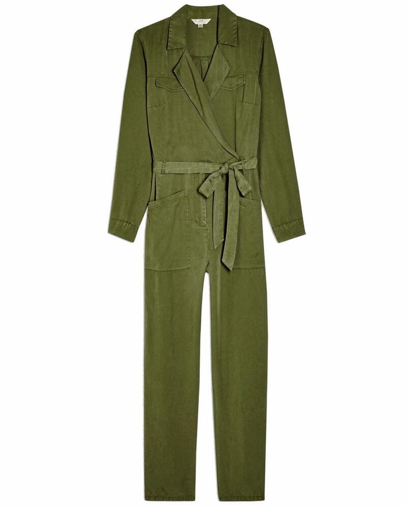 Miss Selfridge Khaki Utility Boiler Suit, &pound;45, available from Miss Selfridge 
