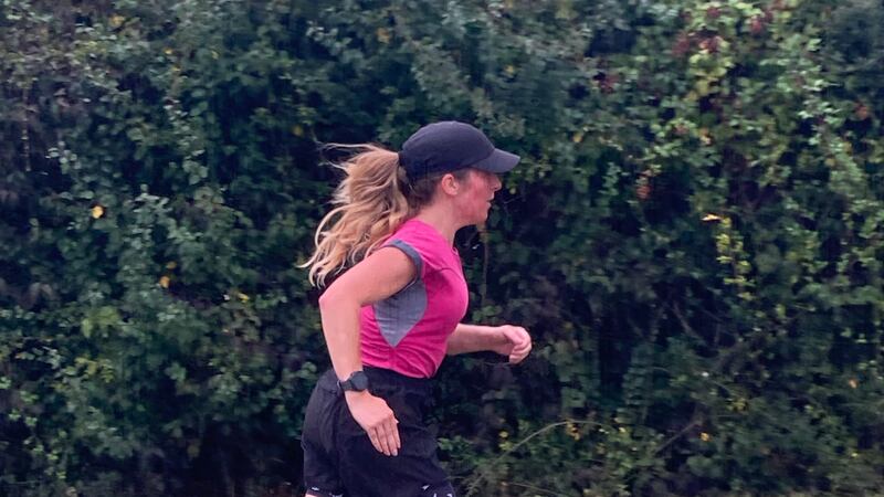 Aileen Raynos training for the Royal Parks Half Marathon which she completed in wellies (Family handout/PA)