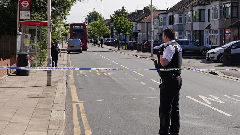 Police at the scene in Hainault, north east London