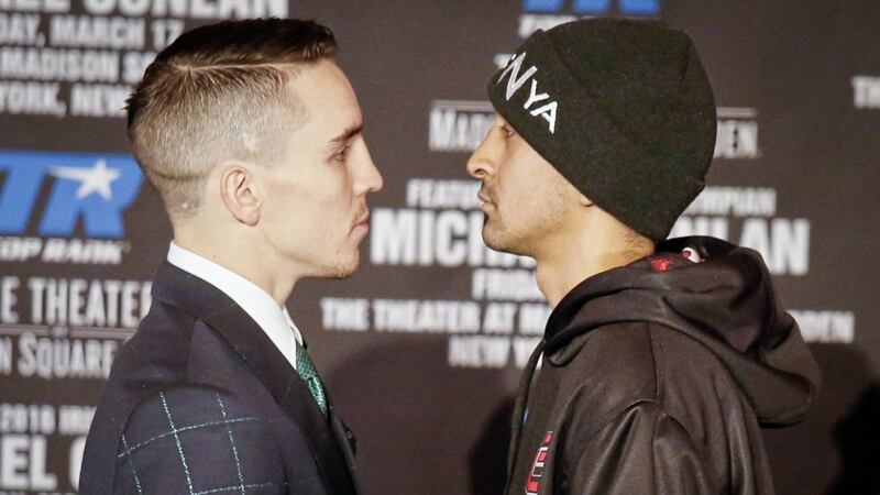 Michael Conlon and Tim Ibarra square up. Conlan says: &quot;I&rsquo;ll go in there and take him out and that&rsquo;s it&rdquo; 