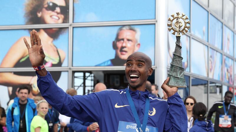 Mo Farah after winning the men's elite race during the Great North Run in Newcastle, England on Sunday<br />Picture by PA&nbsp;