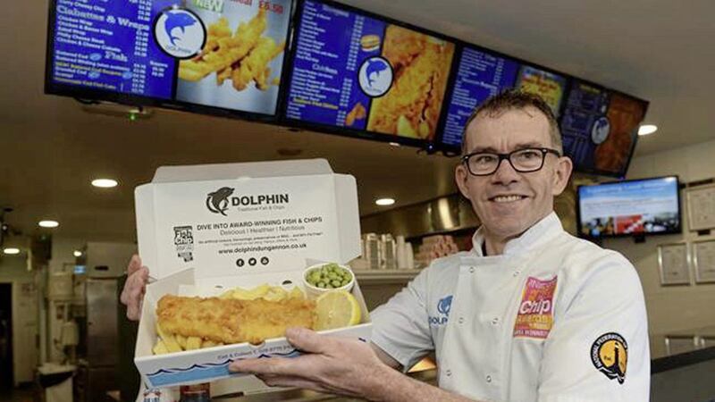 Malachy Mallon, owner of the Dolphin Takeaway in Dungannon - in the running to be named the top fish and chip shop in the UK 