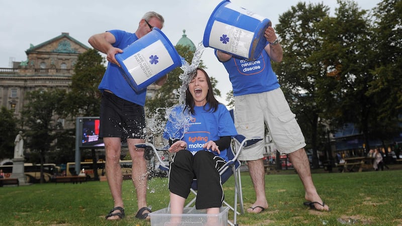 Former Belfast Lord Mayor Nicola Mallon takes part in the ice bucket challenge in August 2014. Picture by Declan Roughan