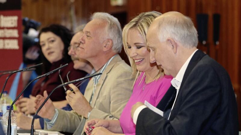 &#39;Unionist commentator&#39; Alex Kane taking part in a discussion at F&eacute;ile an Phobail in 2017 on a panel which included Sinn F&eacute;in&#39;s Michelle O&#39;Neill, former Irish diplomat Ray Bassett and former Victims Commissioner &ndash; and a fellow Irish News columnist &ndash; Patricia Mac Bride 