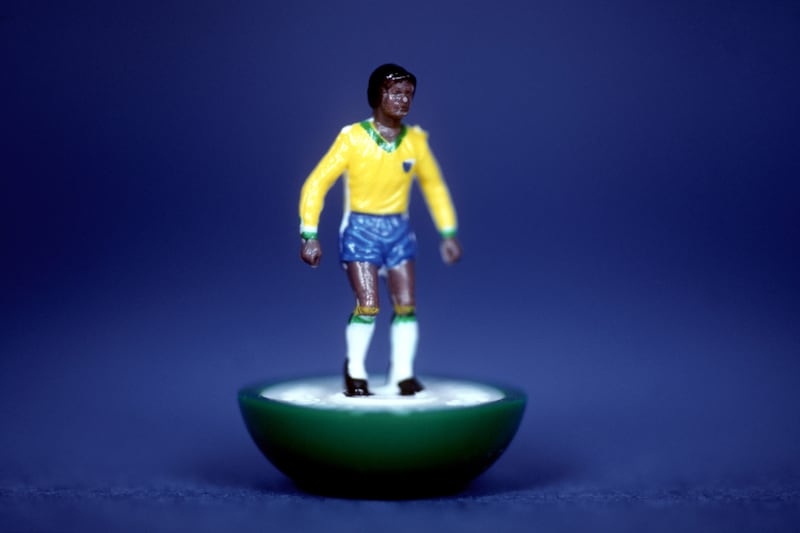 A Subbuteo figure in Brazilian kit