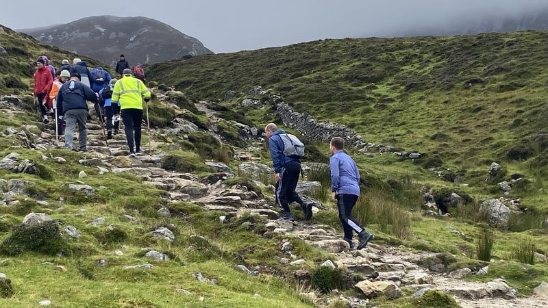 Thousands of people have climbed Croagh Patrick in Co Mayo. Picture from RTE