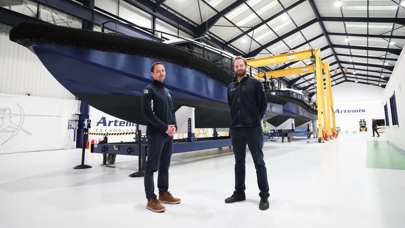 <span lang="EN-US" style="font-family:&quot;Arial&quot;,sans-serif;&#10;mso-ansi-language:EN-US">Pictured at the 42,000 sq ft Artemis facility in Titanic Quarter&rsquo;s Channel Commercial Park (L-R): Romain Ingouf, technical director and David Tyler, commercial director.</span>