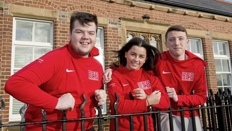 Eamon Hamilton from Clonard, Joleen Duffy from Ardoyne and Jordan McKimm from The Hammer/Shankill in Belfast. The cross-community trio are heading of to South Africa for two weeks with R City cross-community group. Picture by Mark Marlow 
