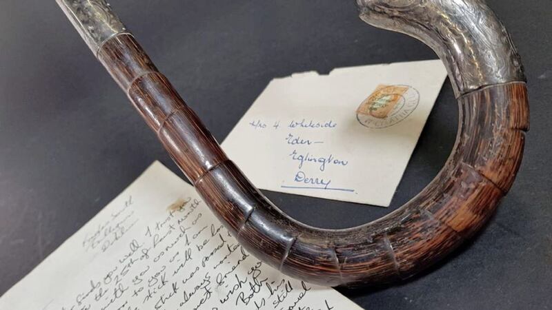 The rosewood walking stick once owned by Michael Collins that sold for &pound;52,000 in Belfast yesterday. 