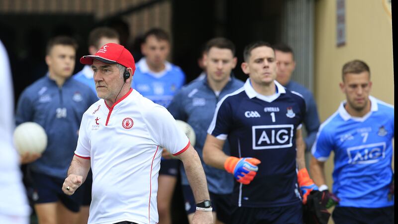 Tyrone manager Mickey Harte has lost to Dublin twice this year - will it be third time lucky on Sunday?
