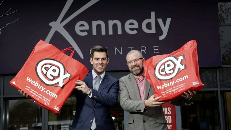 Ryan Kee, left, retail director at Lambert Smith Hampton, and John Jones, centre manager for The Kennedy Centre