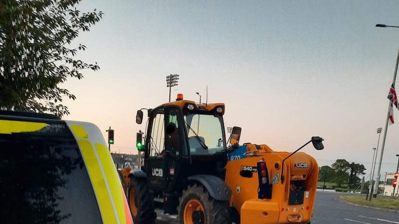 Police spotted the teenager in the JCB telehandler on Wednesday