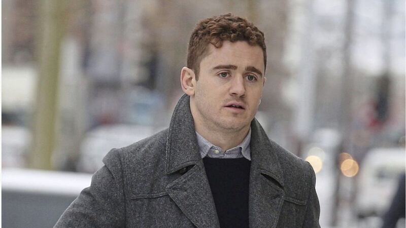 Paddy Jackson on the way into court in Belfast. Picture by Hugh Russell. 