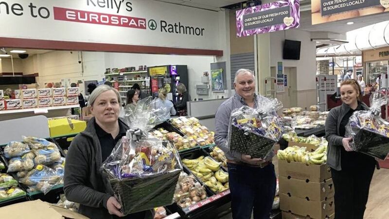 Adrian Kelly and his staff at Eurostar in Derry&#39;s Creggan helped put together 82 hampers for nurses who are isolating as they fight the coronavirus. 