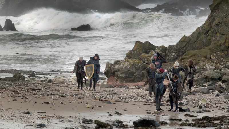 Game of Thrones tourists battle the weather as monster waves bash the Co Antrim coast at Ballintoy, where scenes in the popular HBO series were filmed