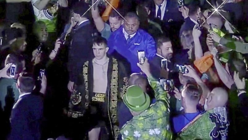 Michael Conlan makes his way to the ring at Madison Square Garden in New York 