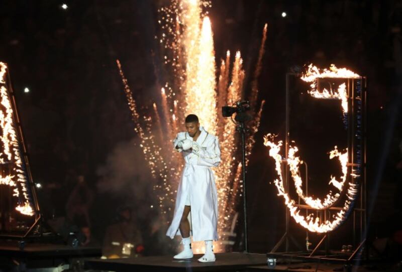 Anthony Joshua on his way to the ring before the main event at Wembley Stadium