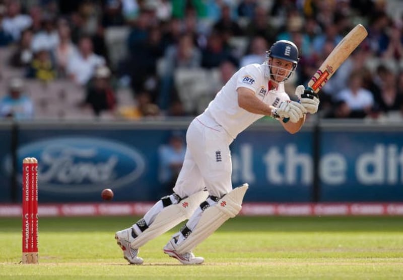 Former England captain Andrew Strauss bats during the fourth Test at Melbourne Cricket Ground during the 2010/11 Ashes series