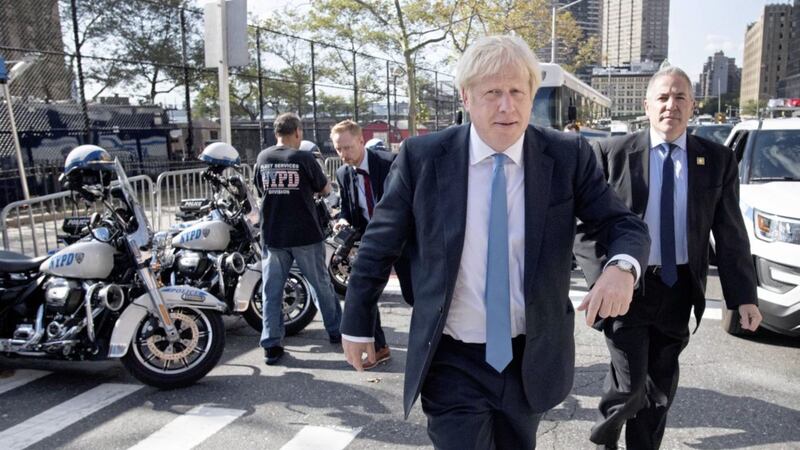 Boris Johnson arrives at the UN headquarters in New York yesterday. Picture by Stefan Rousseau/PA Wire 