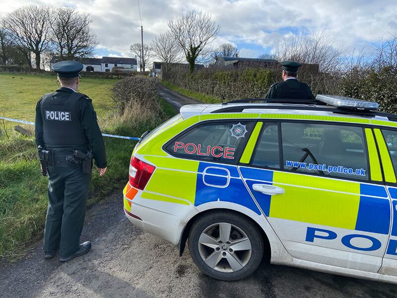 &nbsp;A police cordon is in place on Bankhall Road, Larne. Picture by Mal McCann
