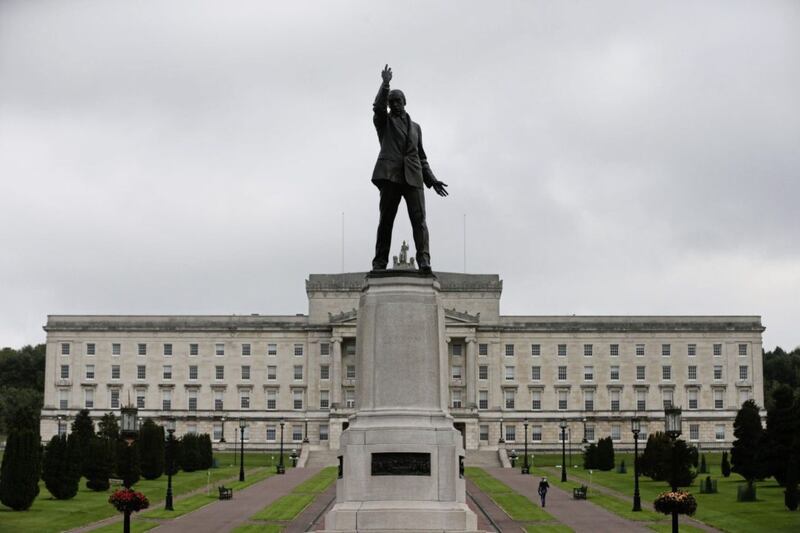 The Lord Edward Carson Statue in the grounds of Stormont in Belfast as the SDLP is to meet the Irish premier as pressure mounts on the smaller parties in the Northern Ireland Executive to adjourn the Assembly as a means to avert the suspension or collapse of powersharing. PRESS ASSOCIATION Photo. Picture date: Thursday September 10, 2015. The Stormont institutions are teetering on the brink amid a major political crisis sparked by a murder linked to the IRA. See PA story ULSTER  Politics. Photo credit should read: Niall Carson/PA Wire. 