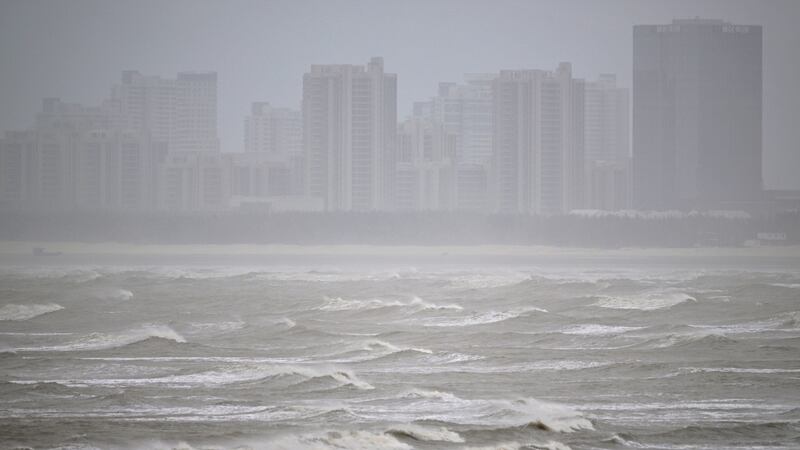 Waves are seen off the coast of Fuzhou in southeast China’s Fujian Province on Thursday (Wei Peiquan/Xinhua/AP)