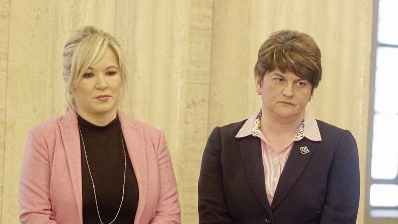 DUP leader Arlene Foster and Sinn Fein leader Michelle O&#39;Neill . Picture by Pacemaker. 