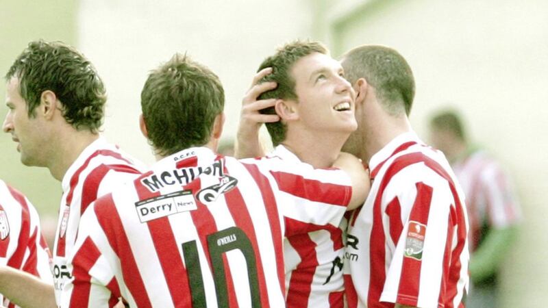 Institute manager Kevin Deery pictured during his playing days with Derry City 