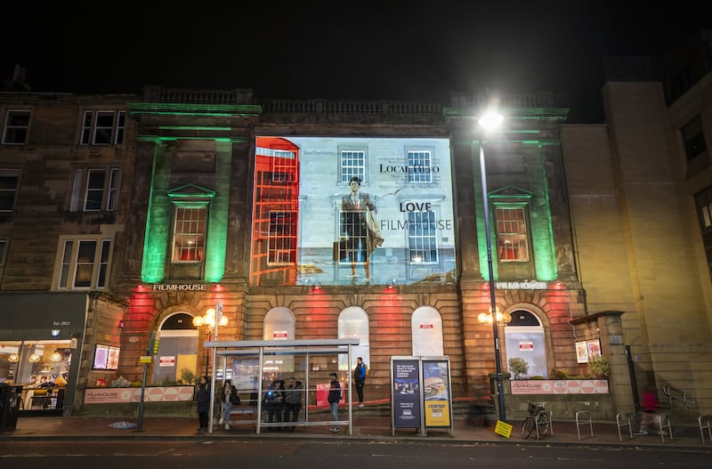 An image projected onto the Filmhouse in Edinburgh, during a bid to save the EIFF in 2022