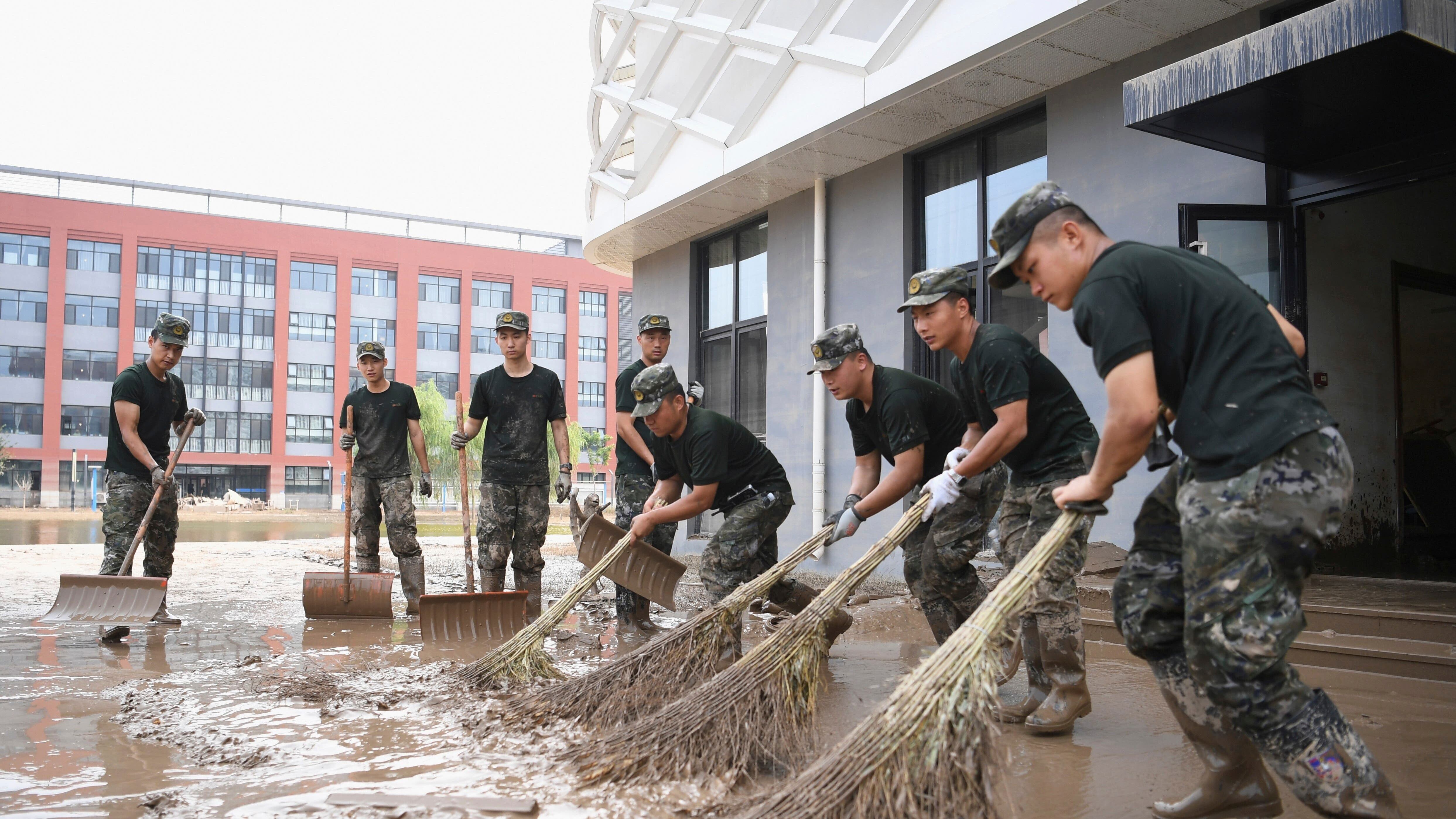 Rainstorms caused flooding in Zhuozhou, north China’s Hebei Province (Xinhua via AP)