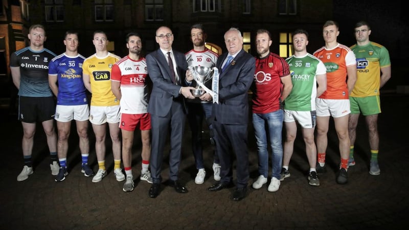 Armagh&#39;s Oisin O&#39;Neill, second from right, pictured at last week&#39;s Dr McKenna Cup launch in Belfast. Picture by Declan Roughan 