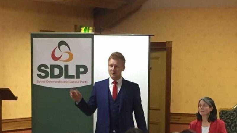 SDLP West Tyrone candidate Daniel McCrossan addresses Thursday night&#39;s selection convention 