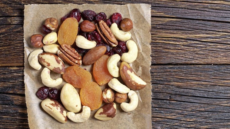 Dried fruit and nuts make for a great healthy, energy-boosting snack 