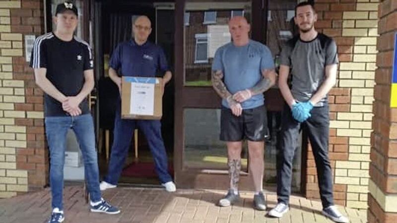 Members of the IRSP donate personal protection equipment to Tennent Street Care Home 