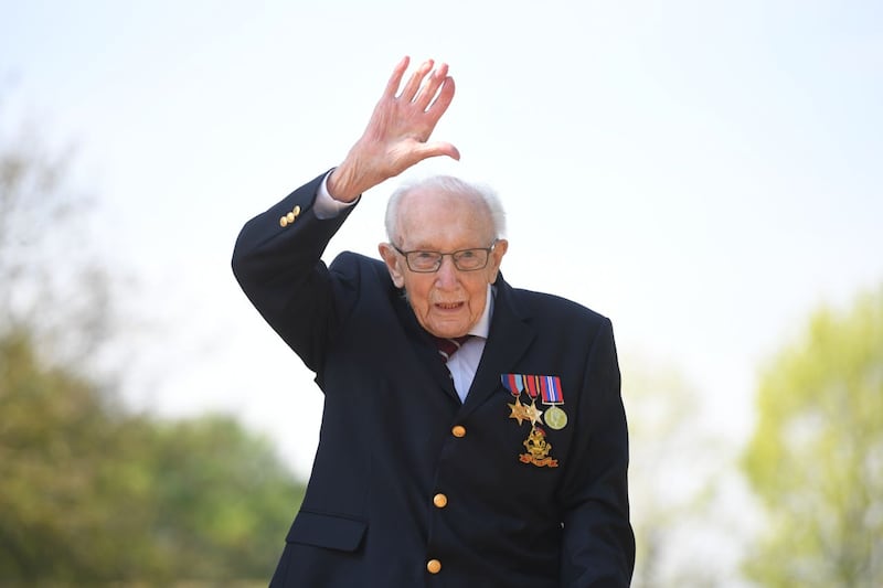 Captain Sir Tom Moore raised £38.9 million for the NHS by walking 100 laps of the garden at the house at the height of the first Covid-19 lockdown