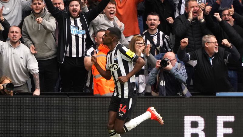 Newcastle United’s Alexander Isak celebrates scoring