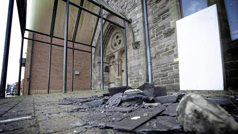 Damage caused by an arson attack on the Belfast Multi-Cultural Association building on Donegall Pass last month 