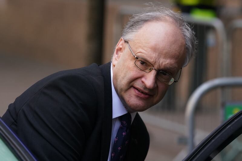 Former DUP education minister Lord Peter Weir leaving the Clayton Hotel in Belfast after giving evidence to the UK Covid-19 Inquiry