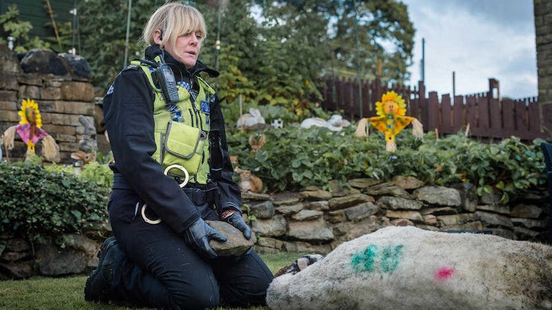 Sarah Lancashire, and right, in Happy Valley 