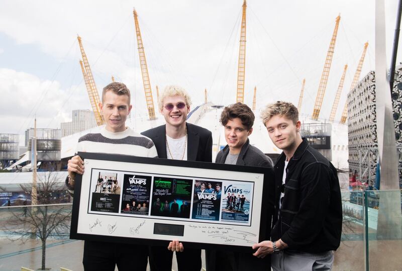 The band were presented with a plaque in front of the O2 to mark the occasion (Sam Hussein)