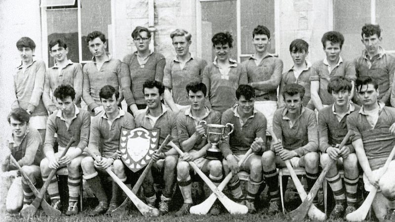This photograph of the 1963-64 St McNissi&#39;s team was the the first time that the Mageean Cup appears in front of a winning team. The Ulster Senior Shield also appears in the picture 