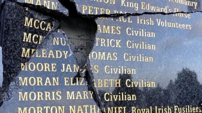 The vandalised memorial in Glasnevin Cemetery. Picture by RT&Eacute; 