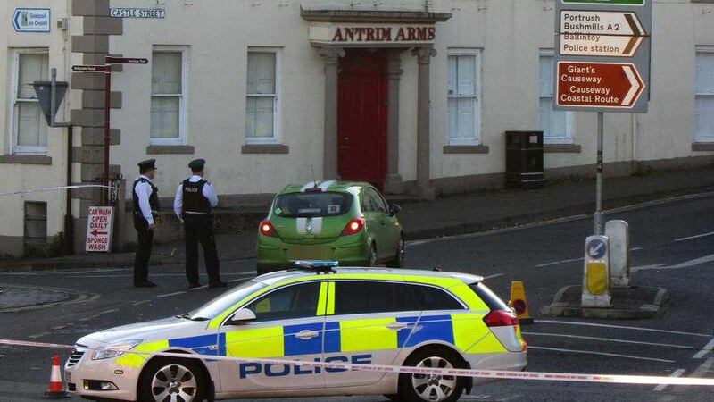 The scene in Ballycastle town centre after an elderly female pedestrian was hit by a car. Picture by Matt Steele 