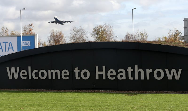 A file photo of a plane taking off from Heathrow Airport. 
