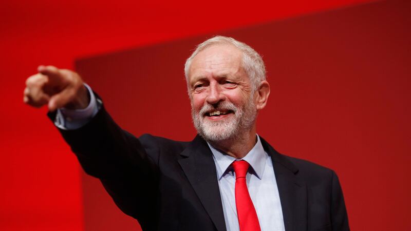 Jeremy Corbyn celebrates his victory following the announcement of the winner in the Labour leadership contest between him and Owen Smith at the ACC Liverpool. Picture by Danny Lawson, Press Association&nbsp;