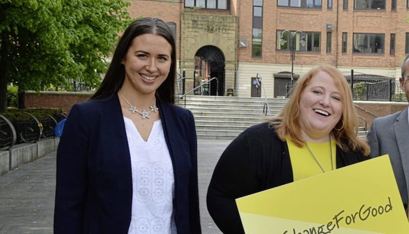 Alliance&#39;s Sorcha Eastwood with party leader Naomi Long 