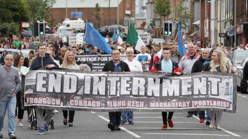 The anti-internment arch has been banned from Belfast city centre on Sunday 