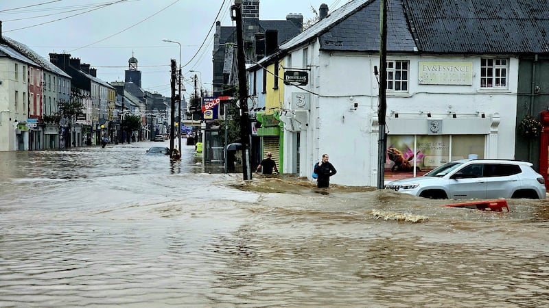 The army and civil defence units supported evacuation measures in Midleton, Co Cork, where more than 100 properties were flooded during Storm Babet (Damien Rytel/PA)